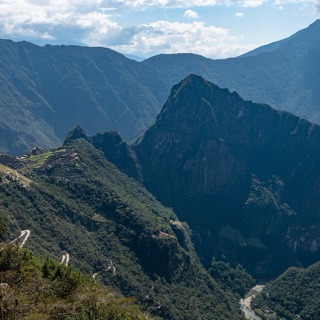 Machu Picchu seen from Intipunku, the Sun Gate, with Huayna Picchu behind